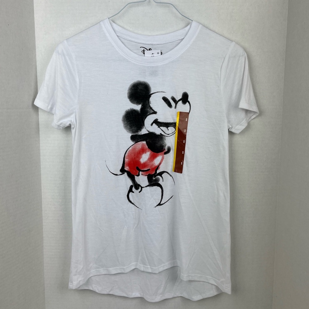 NWT Disney Mickey Drawing Short Sleeve T-Shirt Heathered Lightweight High Low